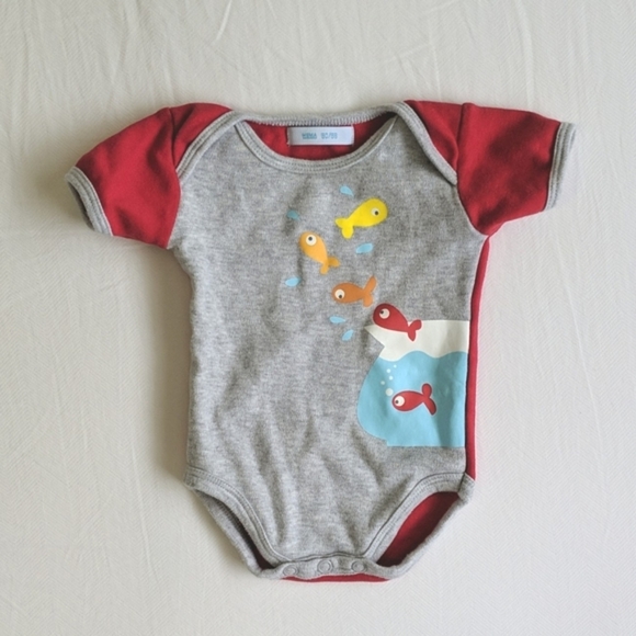 hema newborn baby fish bodysuit diaper shirt - Picture 1 of 6